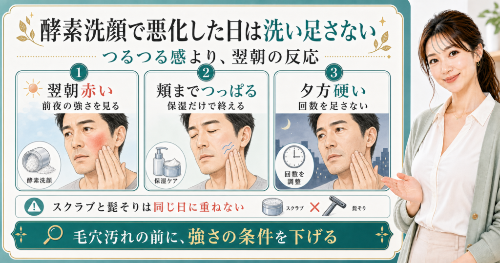 酵素洗顔で悪化した日は洗い足さない