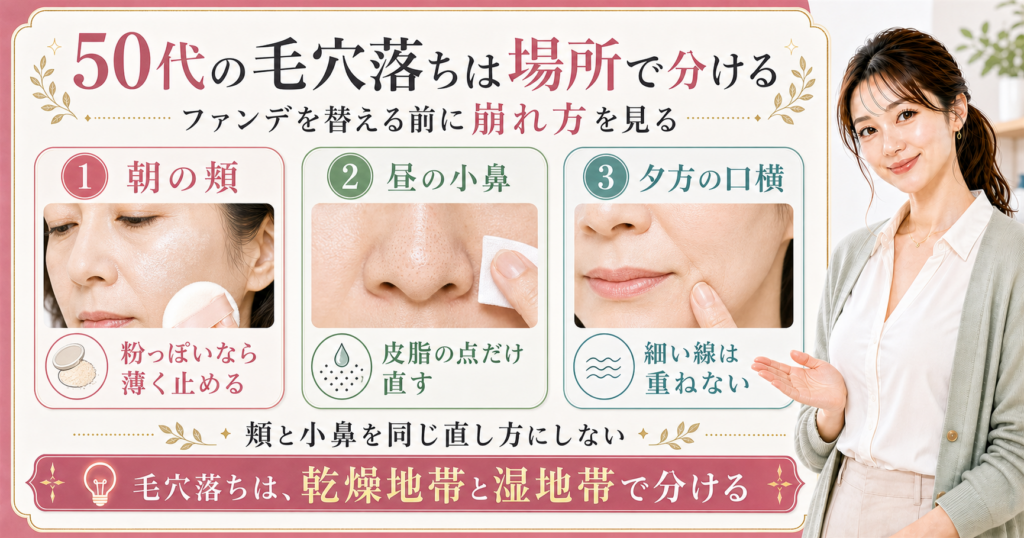 50代の毛穴落ちは場所で分ける