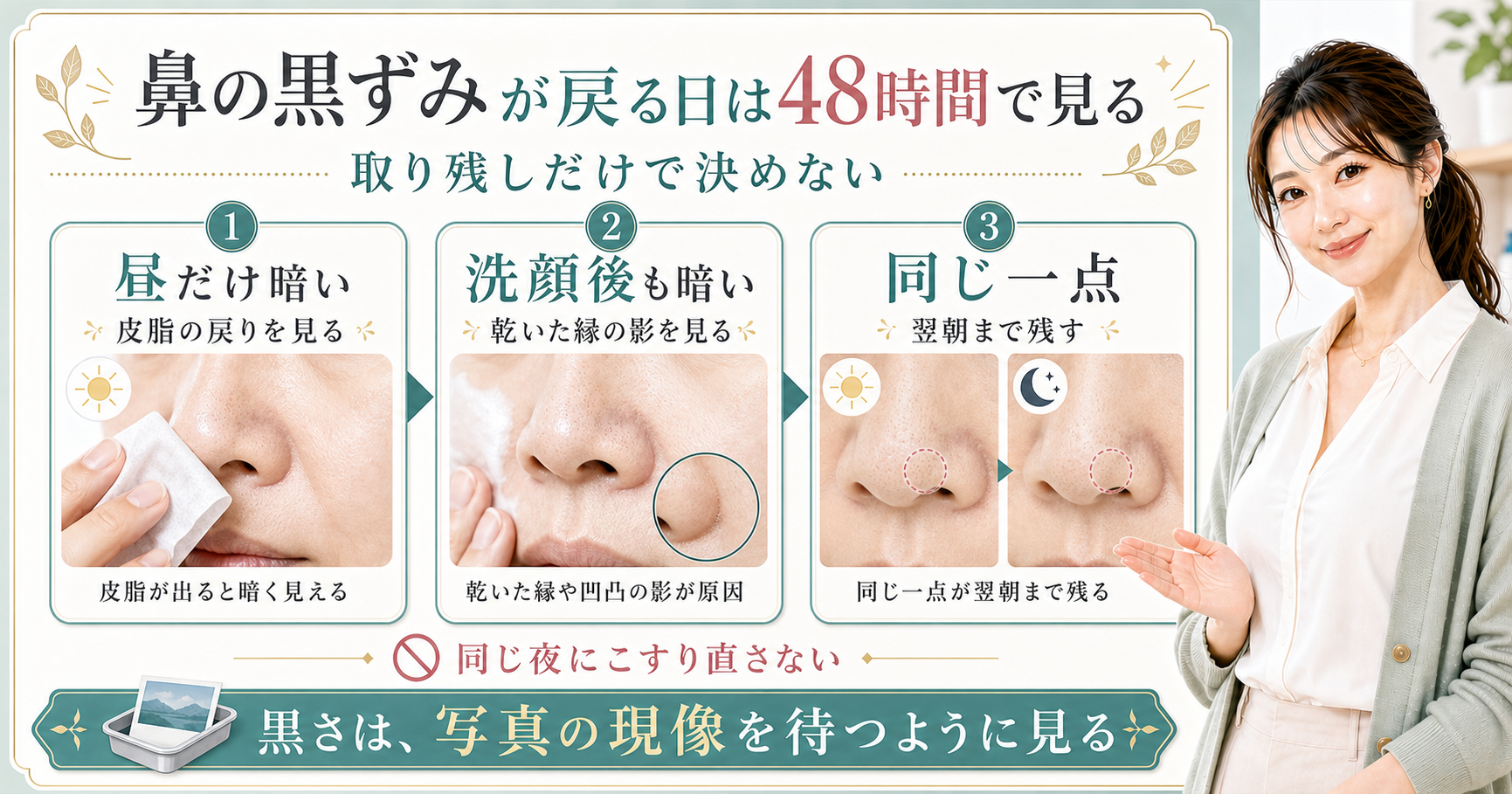 鼻の黒ずみが戻る日は48時間で見る