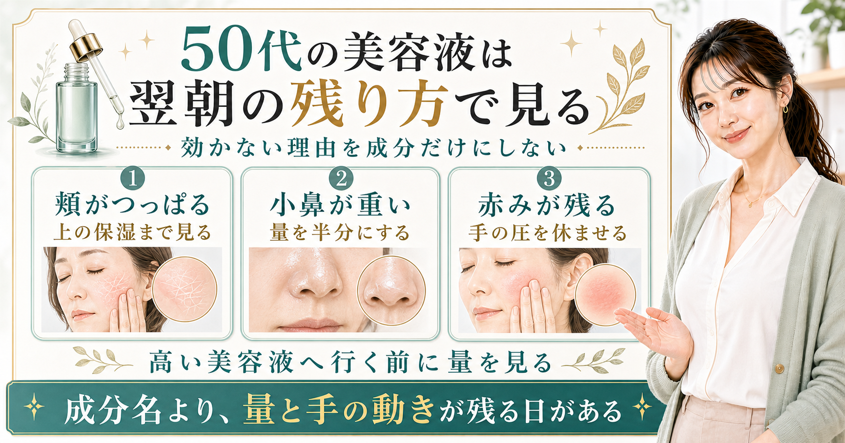 50代の美容液は翌朝の残り方で見る