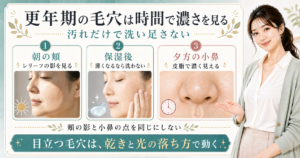 更年期の毛穴は時間で濃さを見る