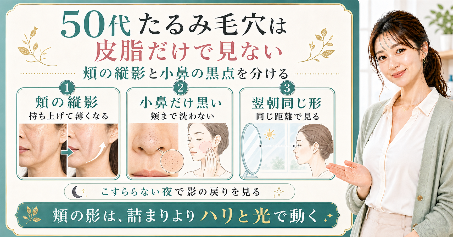 50代たるみ毛穴は皮脂だけで見ない