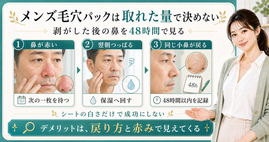 メンズ毛穴パックは取れた量で決めない