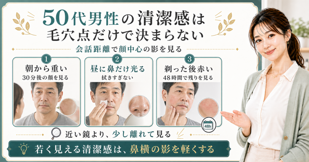 50代男性の清潔感は毛穴点だけで決まらない
