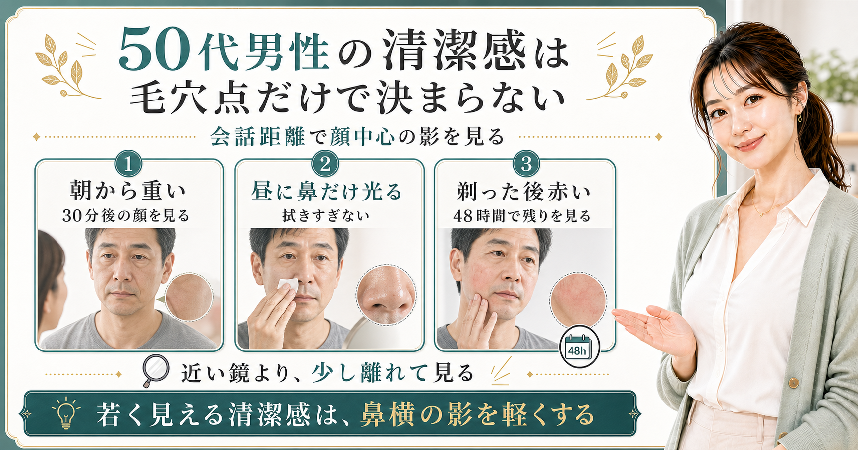 50代男性の清潔感は毛穴点だけで決まらない