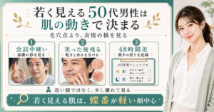 若く見える50代男性は肌の動きで決まる