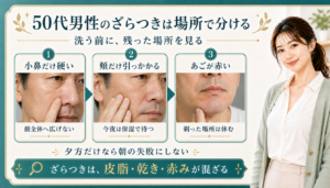 50代男性のざらつきは場所で分ける