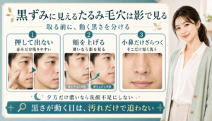 黒ずみに見えるたるみ毛穴は影で見る