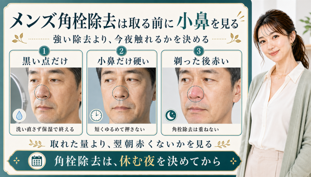 メンズ角栓除去は取る前に小鼻を見る
