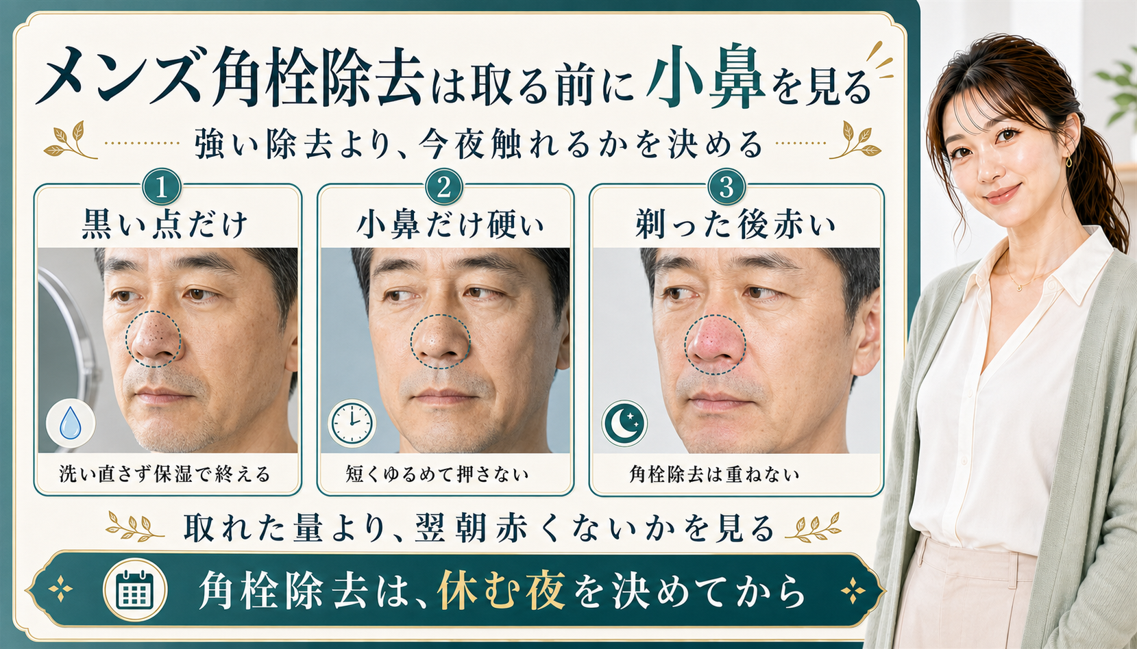 メンズ角栓除去は取る前に小鼻を見る