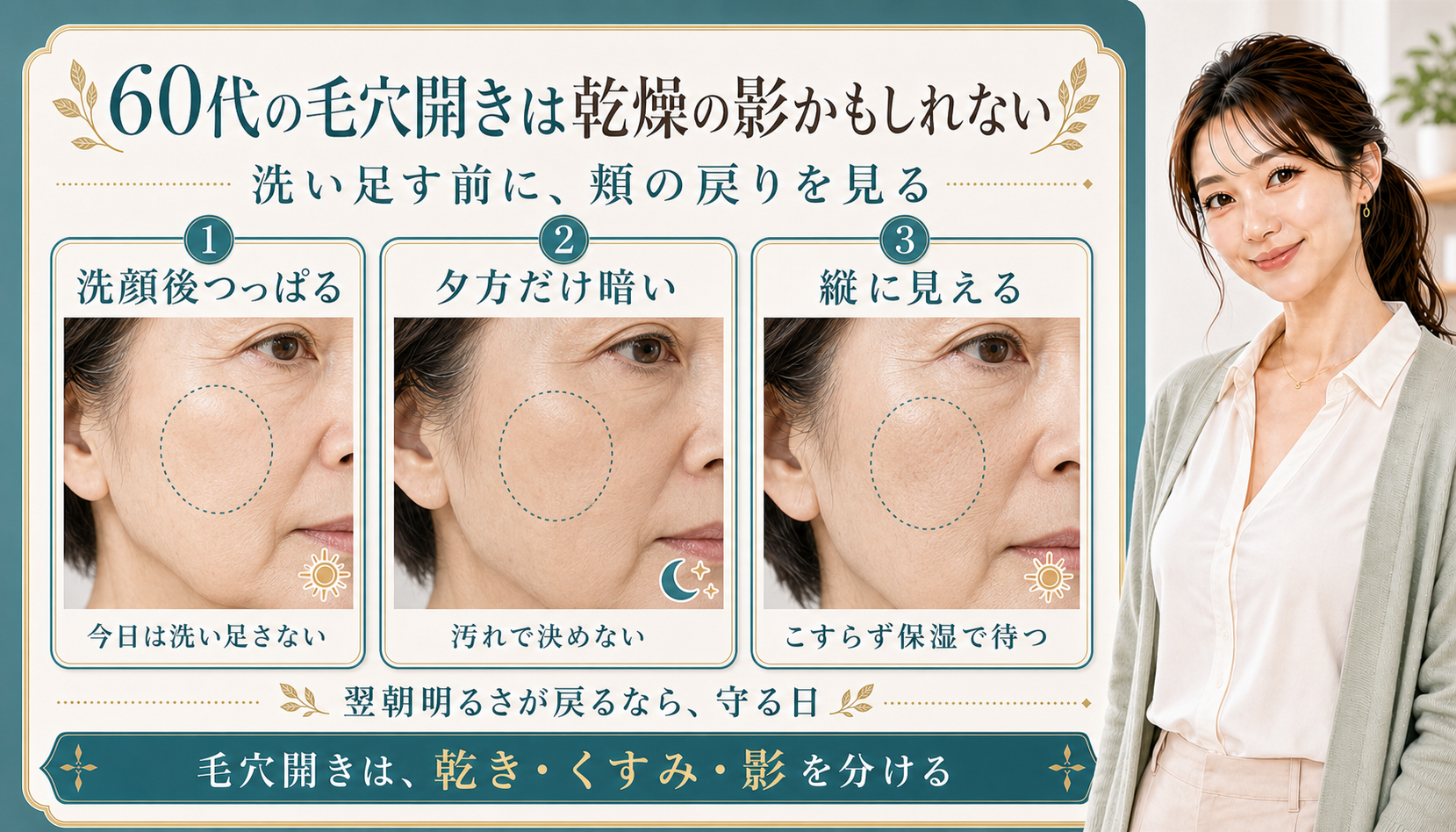 60代の毛穴開きは乾燥の影かもしれない
