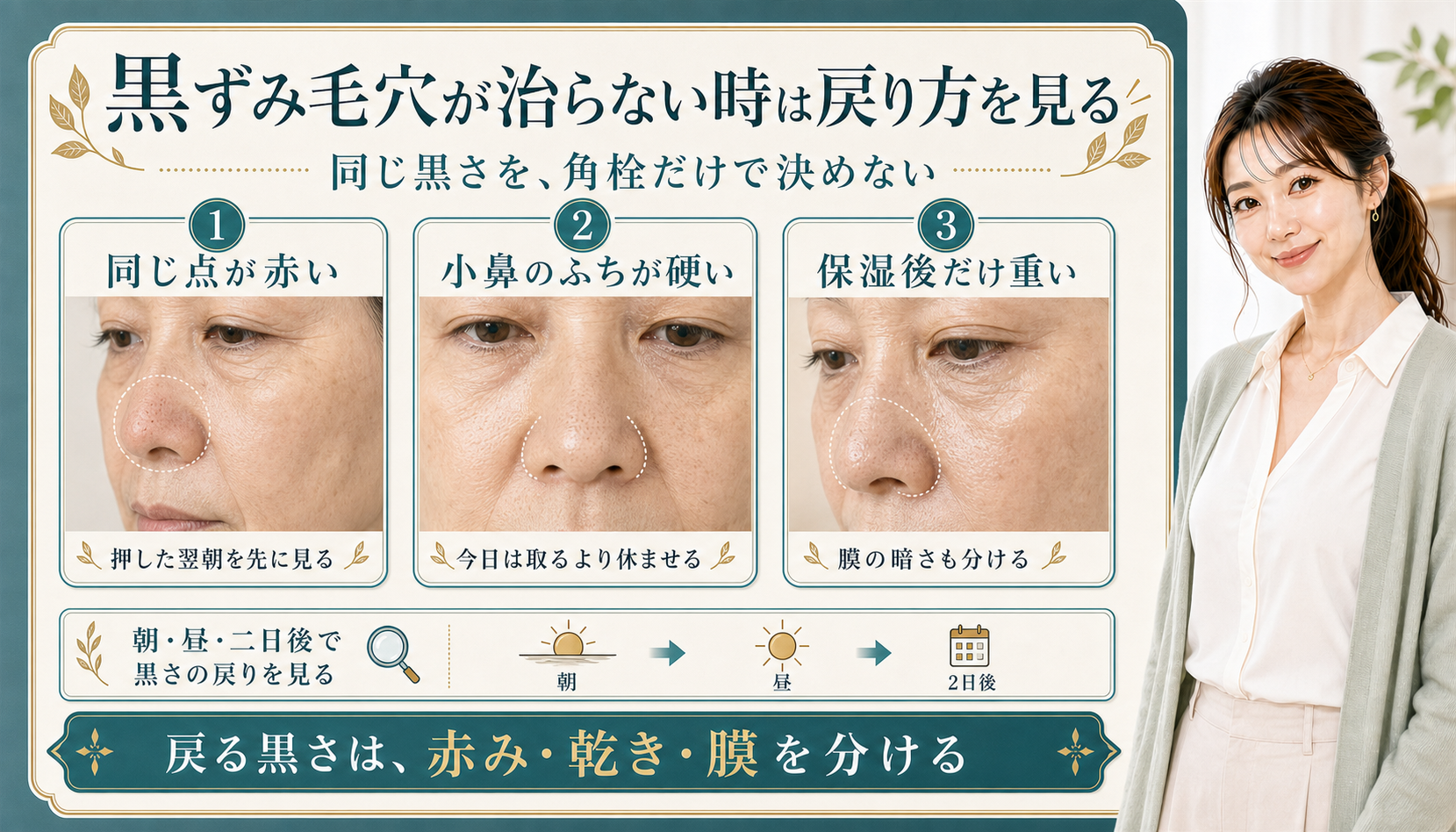 黒ずみ毛穴が治らない時は戻り方を見る