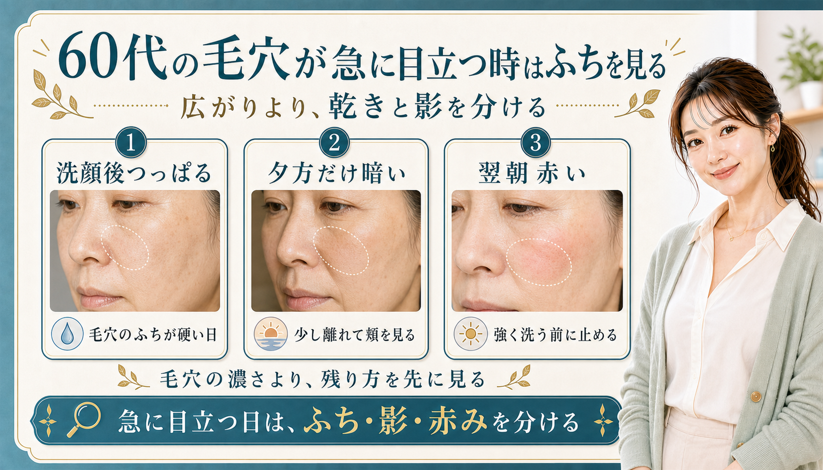 60代の毛穴が急に目立つ時はふちを見る