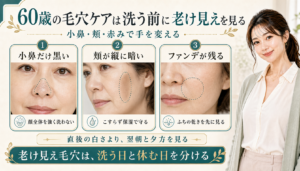 60歳の毛穴ケアは洗う前に老け見えを見る