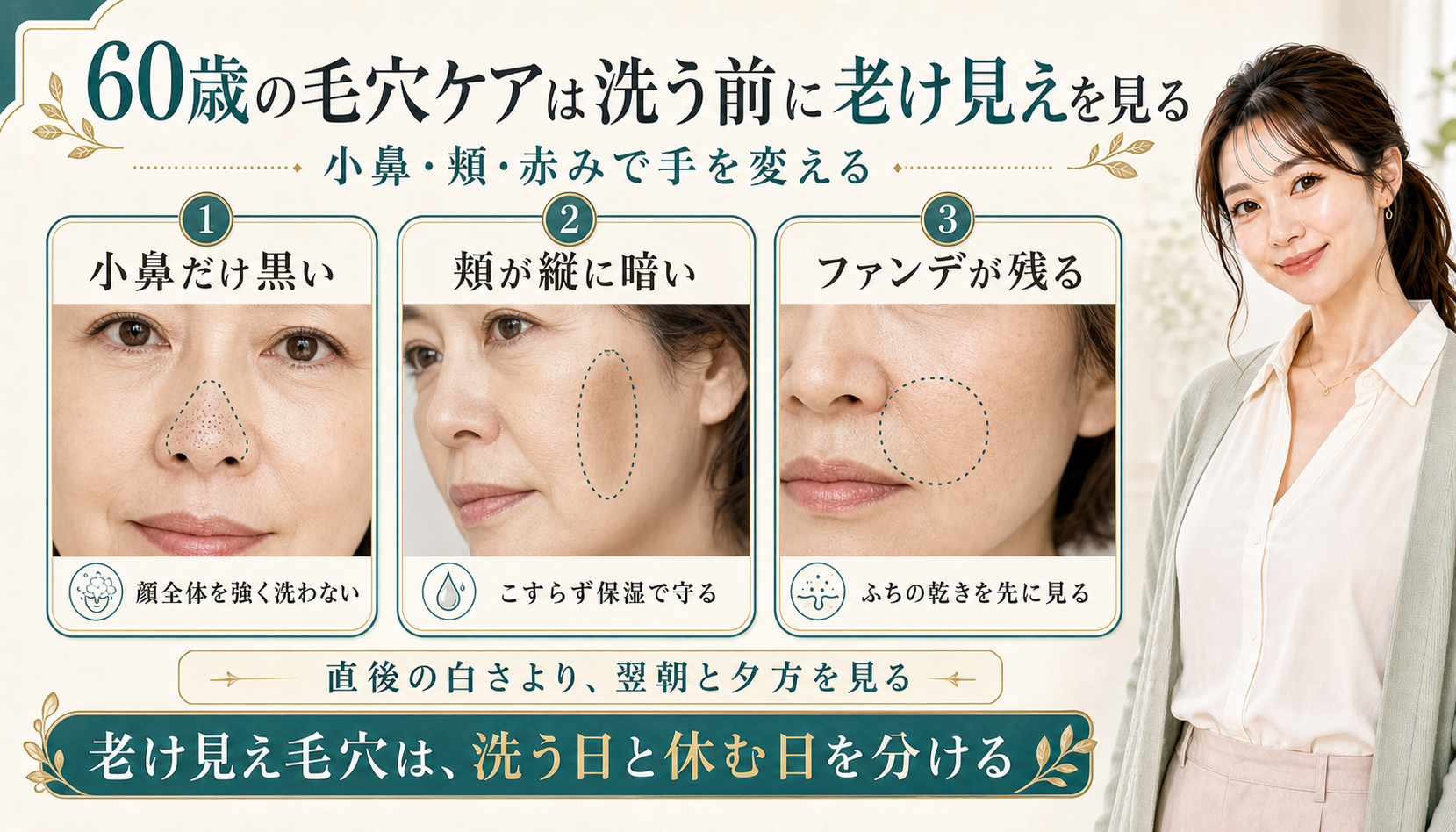 60歳の毛穴ケアは洗う前に老け見えを見る
