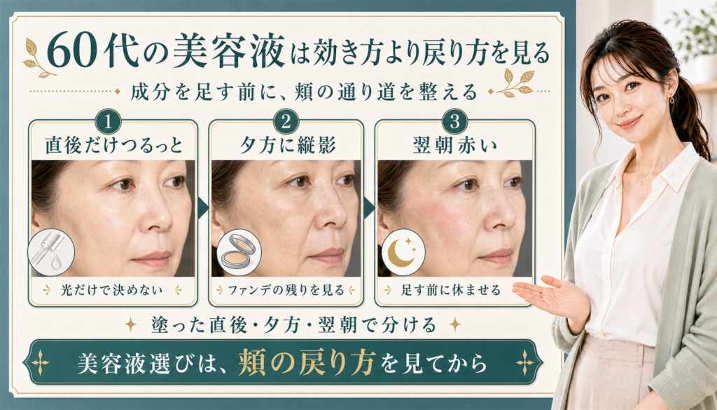 60代の美容液は効き方より戻り方を見る