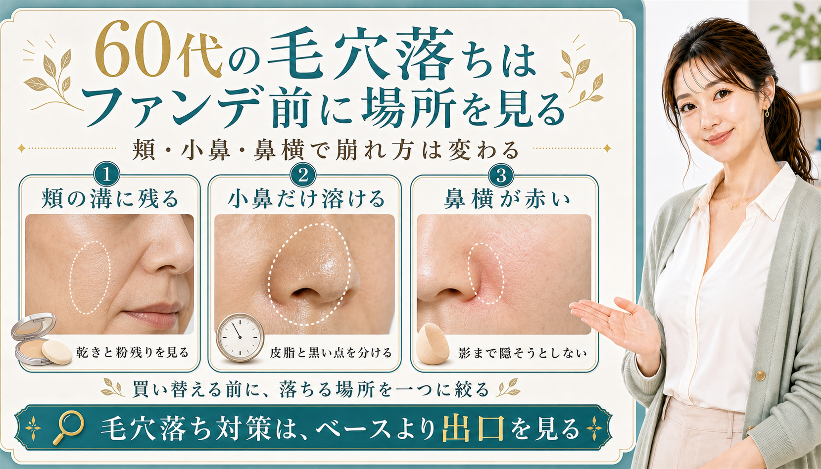 60代の毛穴落ちはファンデ前に場所を見る