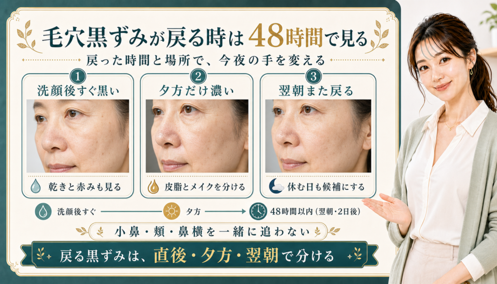 毛穴黒ずみが戻る時は48時間で見る