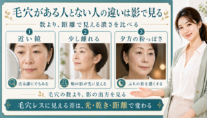 毛穴がある人とない人の違いは影で見る