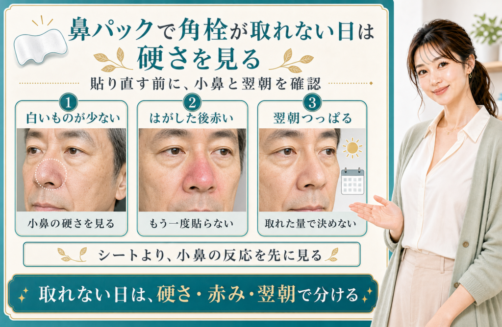 鼻パックで角栓が取れない日は硬さを見る