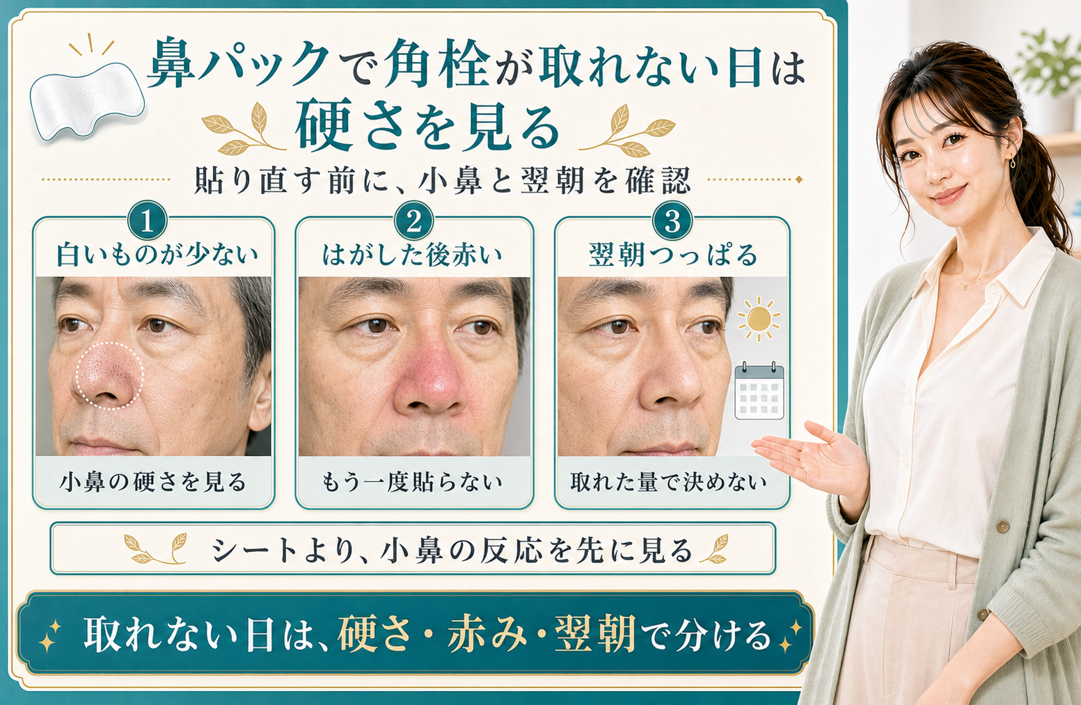 鼻パックで角栓が取れない日は硬さを見る