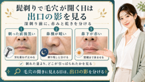 髭剃りで毛穴が開く日は出口の影を見る