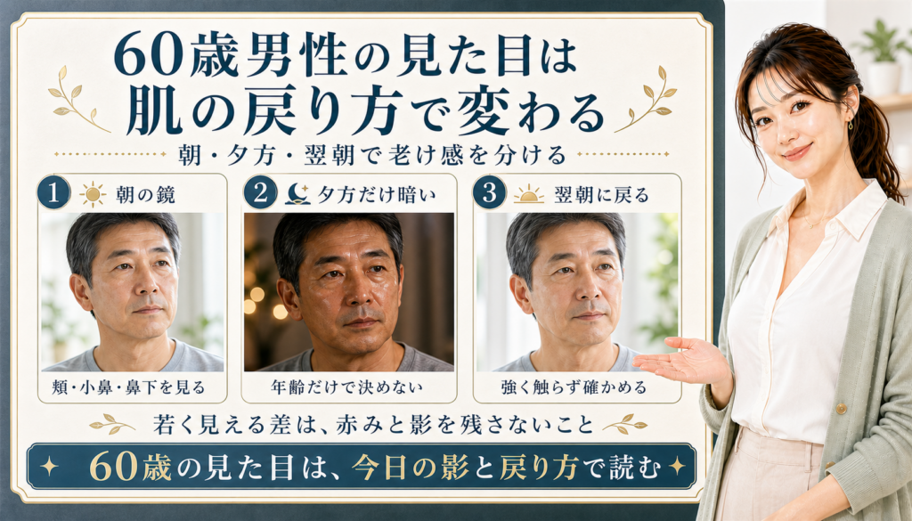 60歳男性の見た目は肌の戻り方で変わる