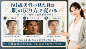 60歳男性の見た目は肌の戻り方で変わる
