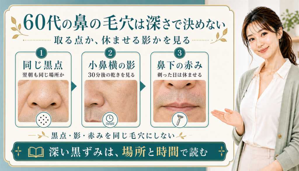 60代の鼻の毛穴は深さで決めない