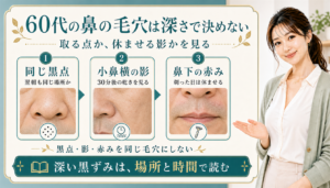 60代の鼻の毛穴は深さで決めない