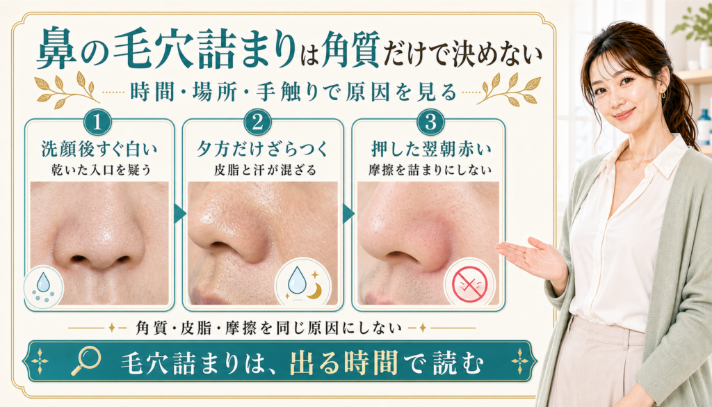鼻の毛穴詰まりは角質だけで決めない