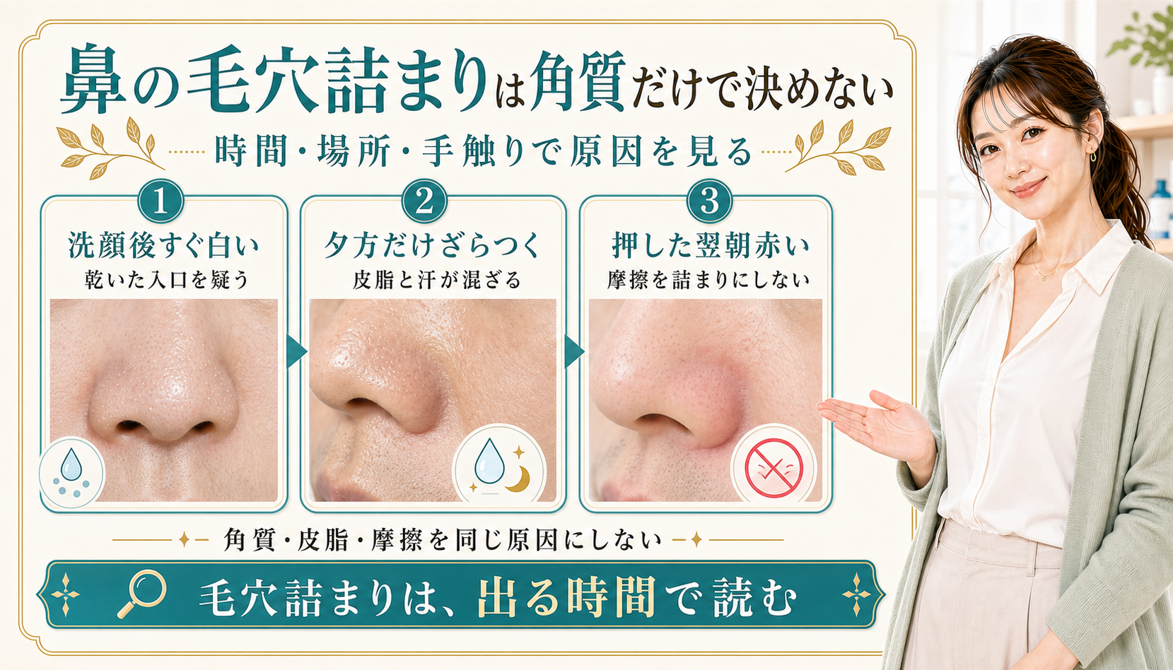 鼻の毛穴詰まりは角質だけで決めない