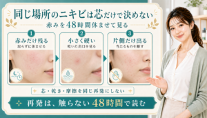 同じ場所のニキビは芯だけで決めない