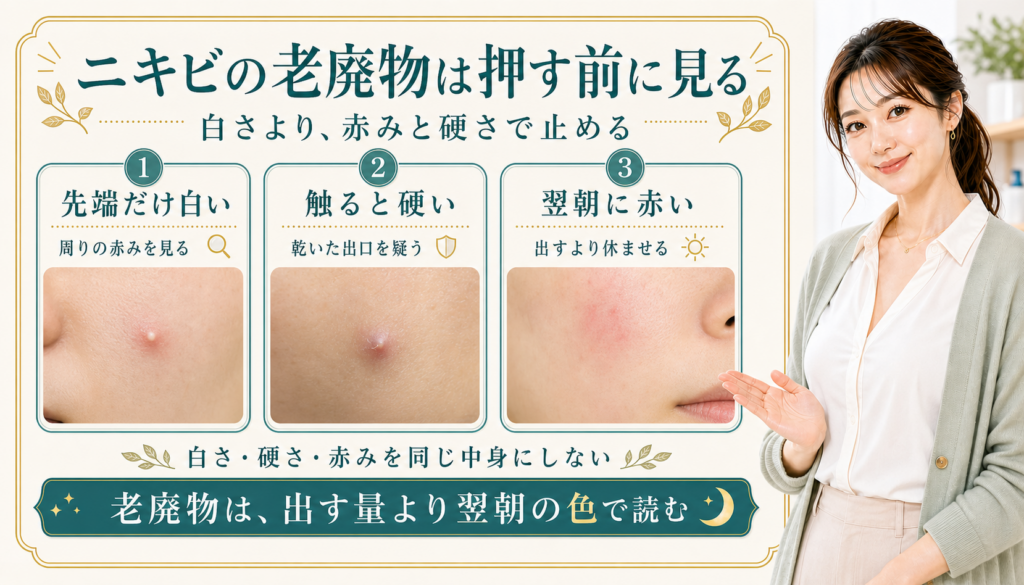ニキビの老廃物は押す前に見る