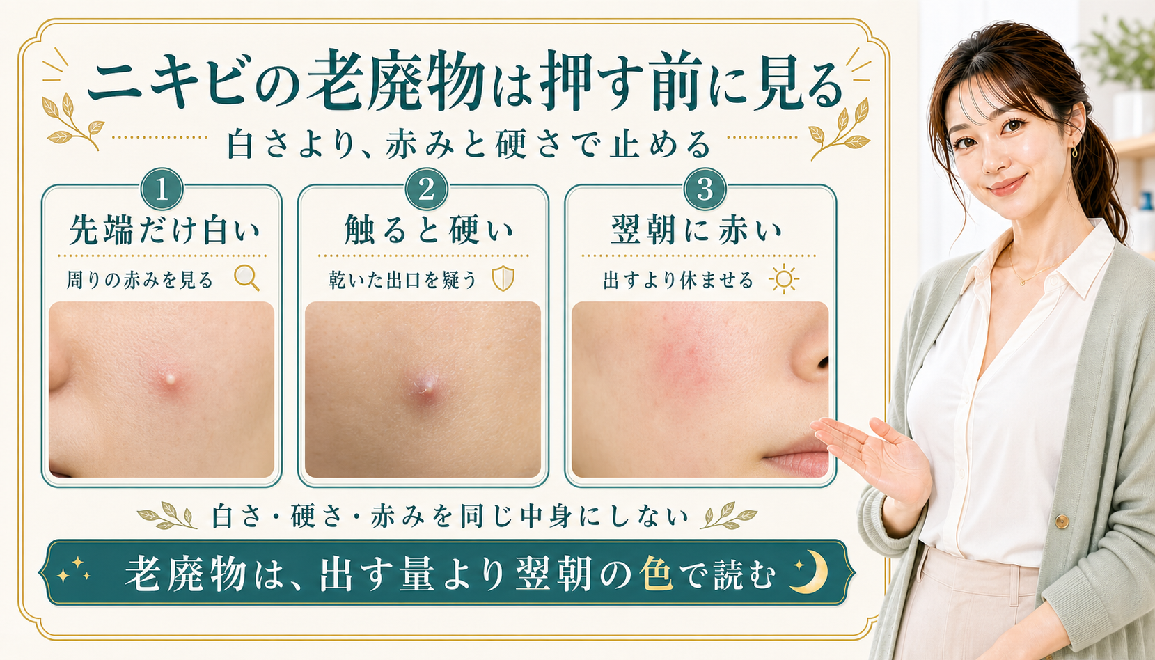 ニキビの老廃物は押す前に見る