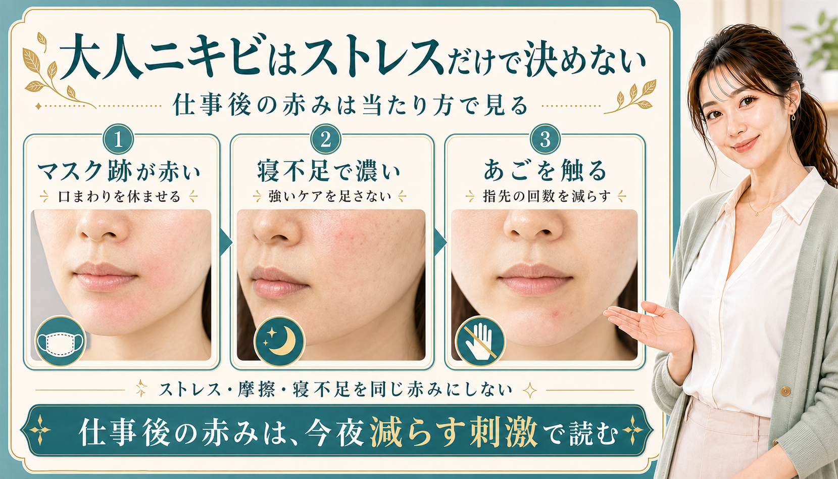 大人ニキビはストレスだけで決めない