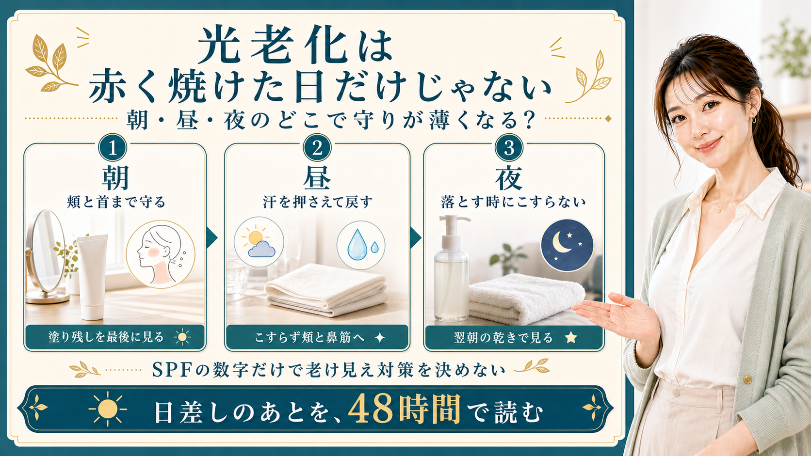 光老化は赤く焼けた日だけじゃない