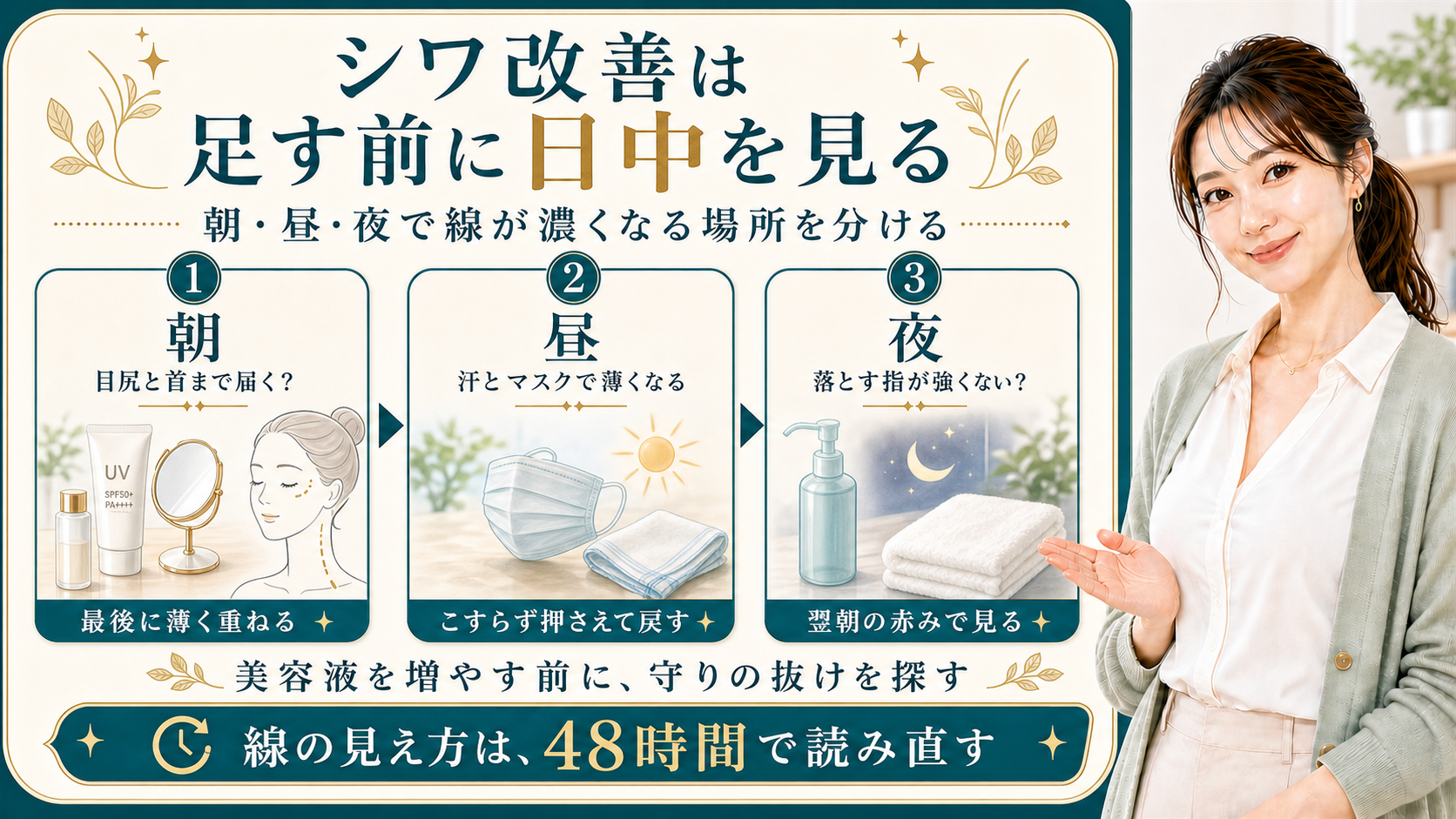 シワ改善は足す前に日中を見る