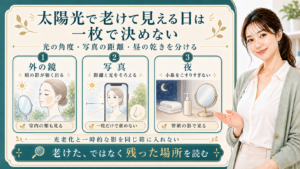 太陽光で老けて見える日は一枚で決めない