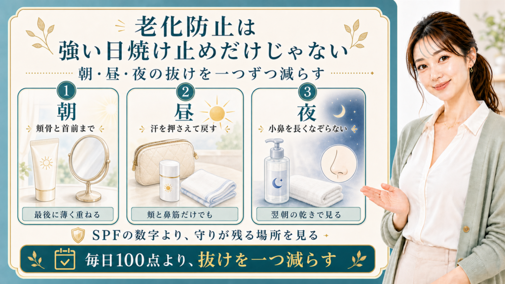 老化防止は強い日焼け止めだけじゃない