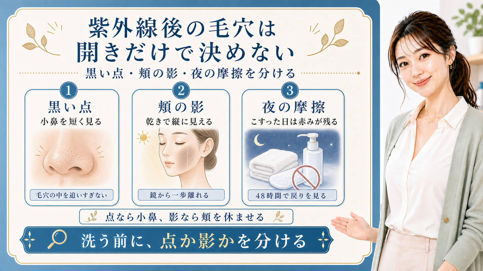 紫外線後の毛穴は開きだけで決めない