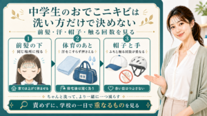 中学生のおでこニキビは洗い方だけで決めない