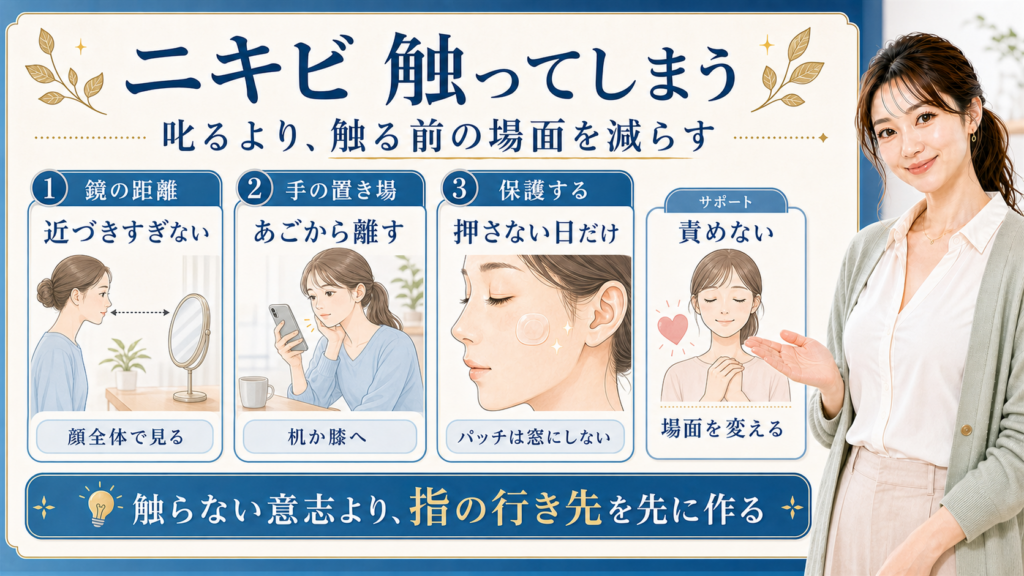 ニキビを触ってしまう時は？赤みを長引かせない夜の見方