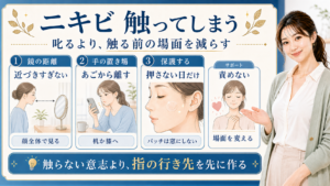 ニキビを触ってしまう時は？赤みを長引かせない夜の見方