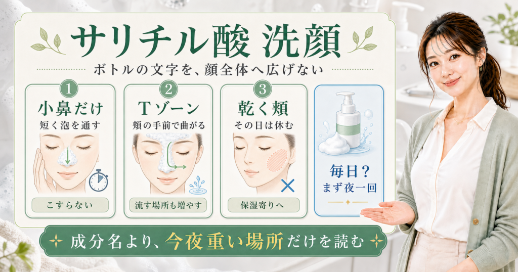 ニキビ肌の洗顔にサリチル酸は合う？皮脂・乾燥・使う日の見方