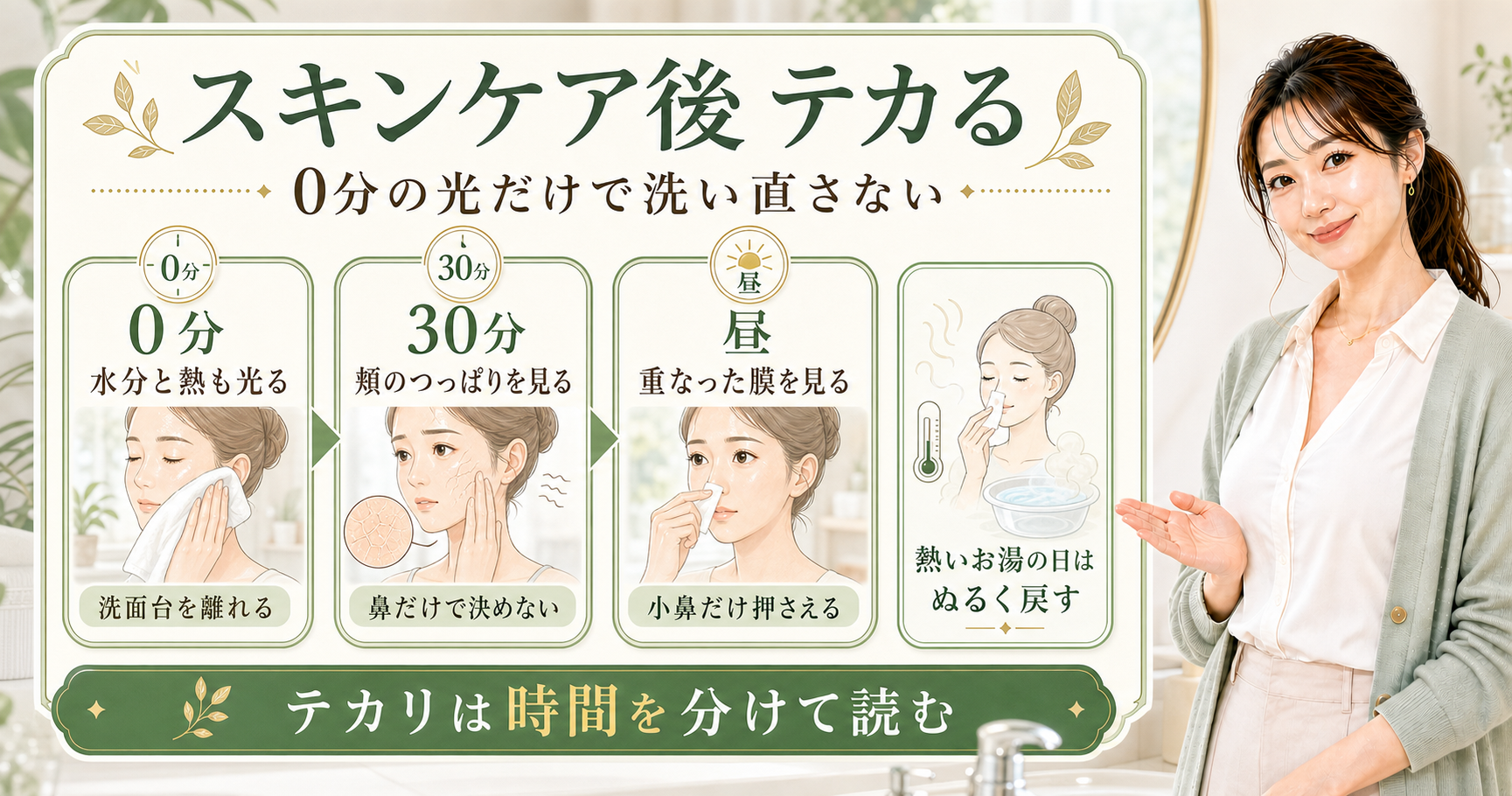 洗顔後テカるのはなぜ？皮脂戻りと洗いすぎの見方