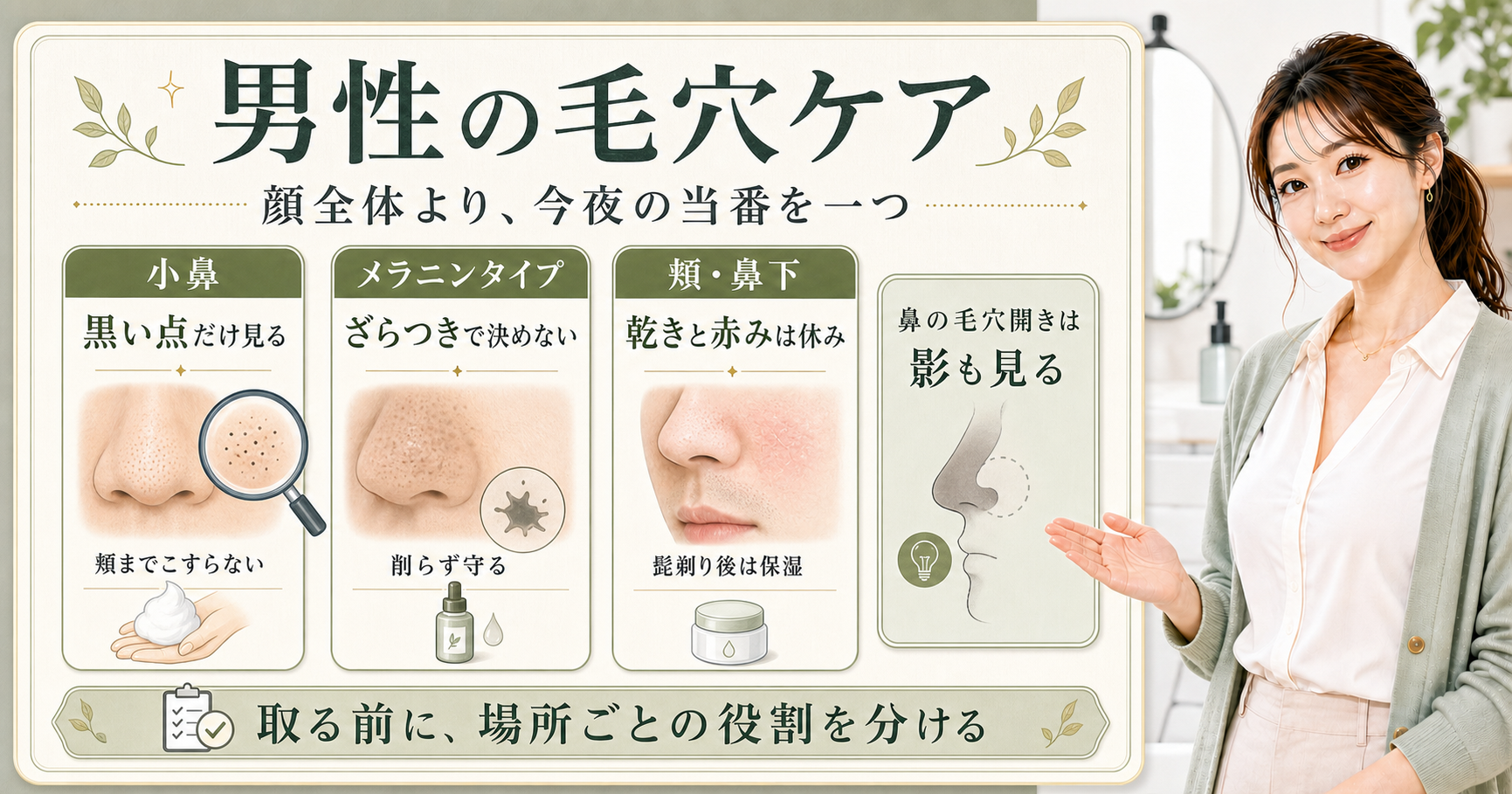 いちご鼻の治し方を間違えてない?──男の毛穴に必要なのは“取る”じゃなく“動かす”習慣