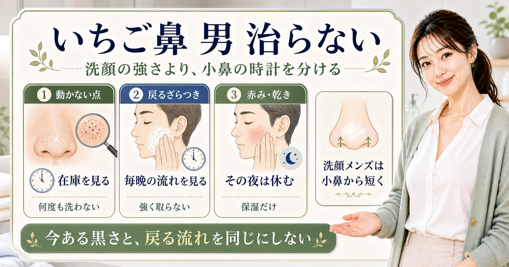 いちご鼻洗顔で迷うメンズへ|小鼻の夜ケア