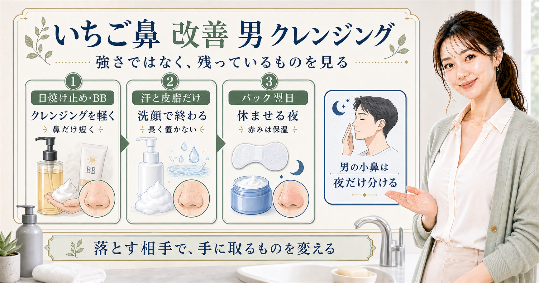 男のいちご鼻はクレンジングで改善する?洗顔・パックと分けて見る