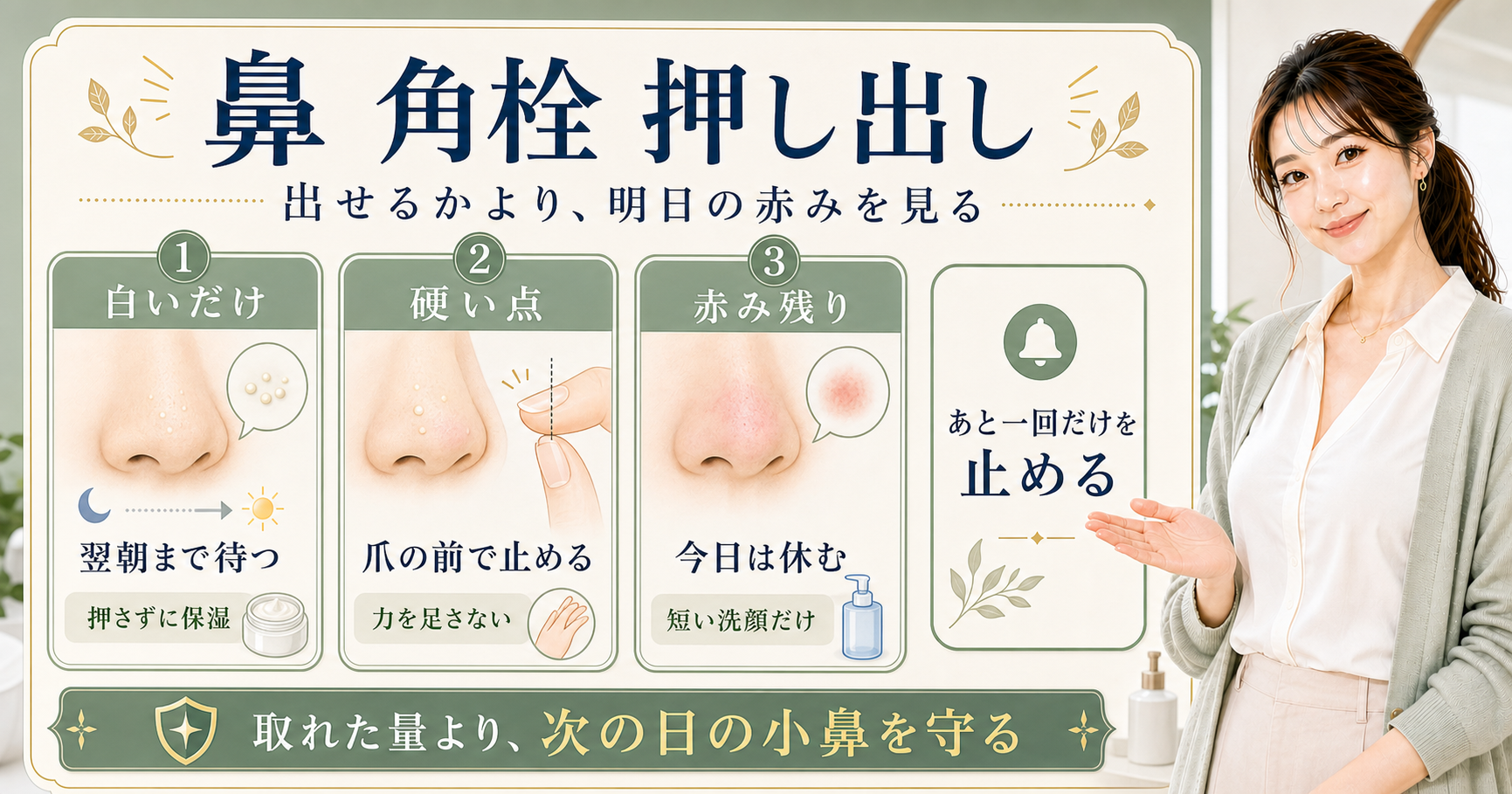 鼻の角栓は押し出し前に見る｜男の小鼻ケア